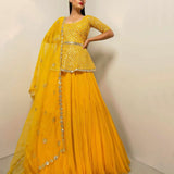 Yellow Indo Western Lehenga Choli