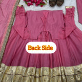 Pink Lavish Organza Anarkali Suit