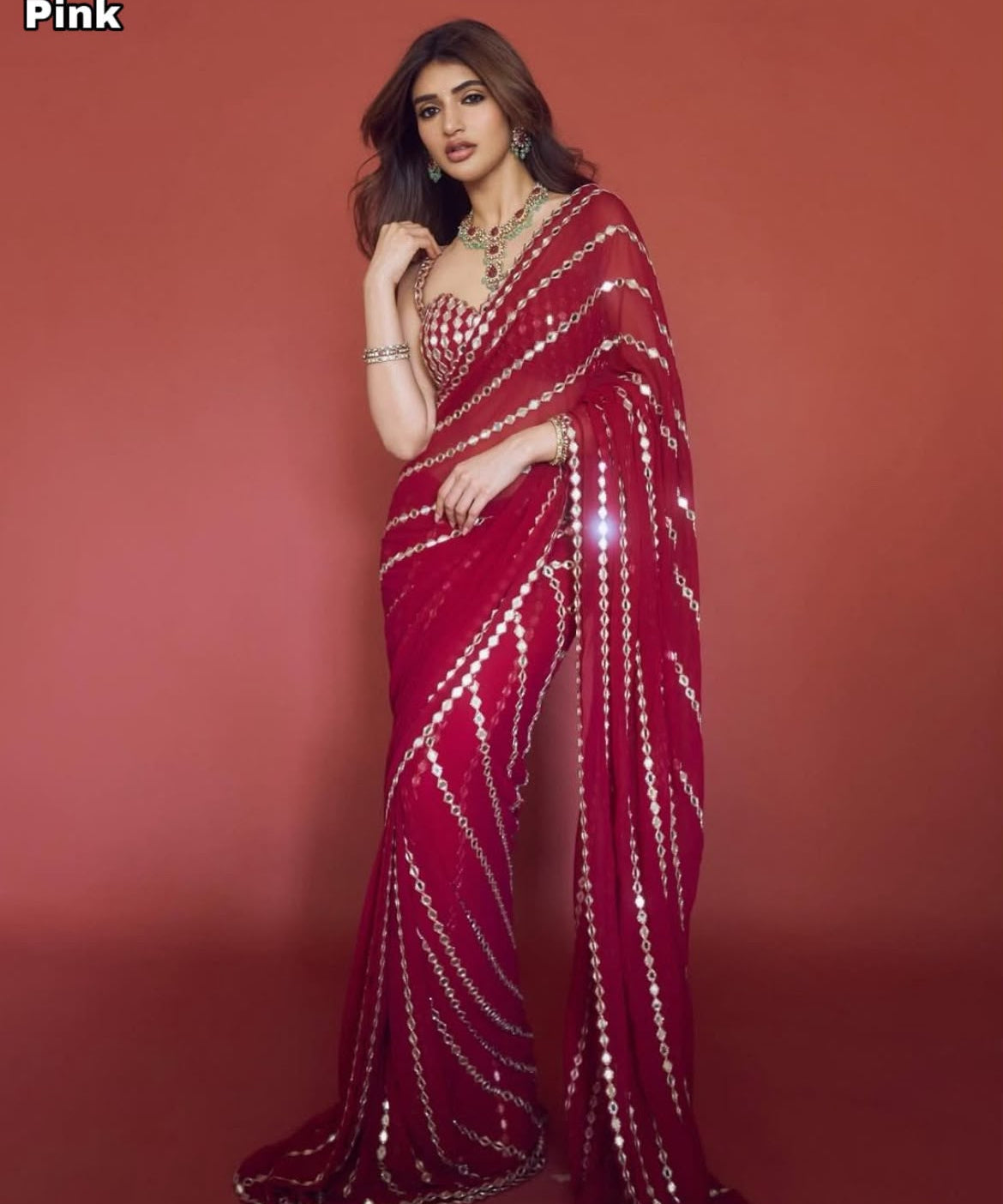 Bollywood Maroon Space Silk Saree