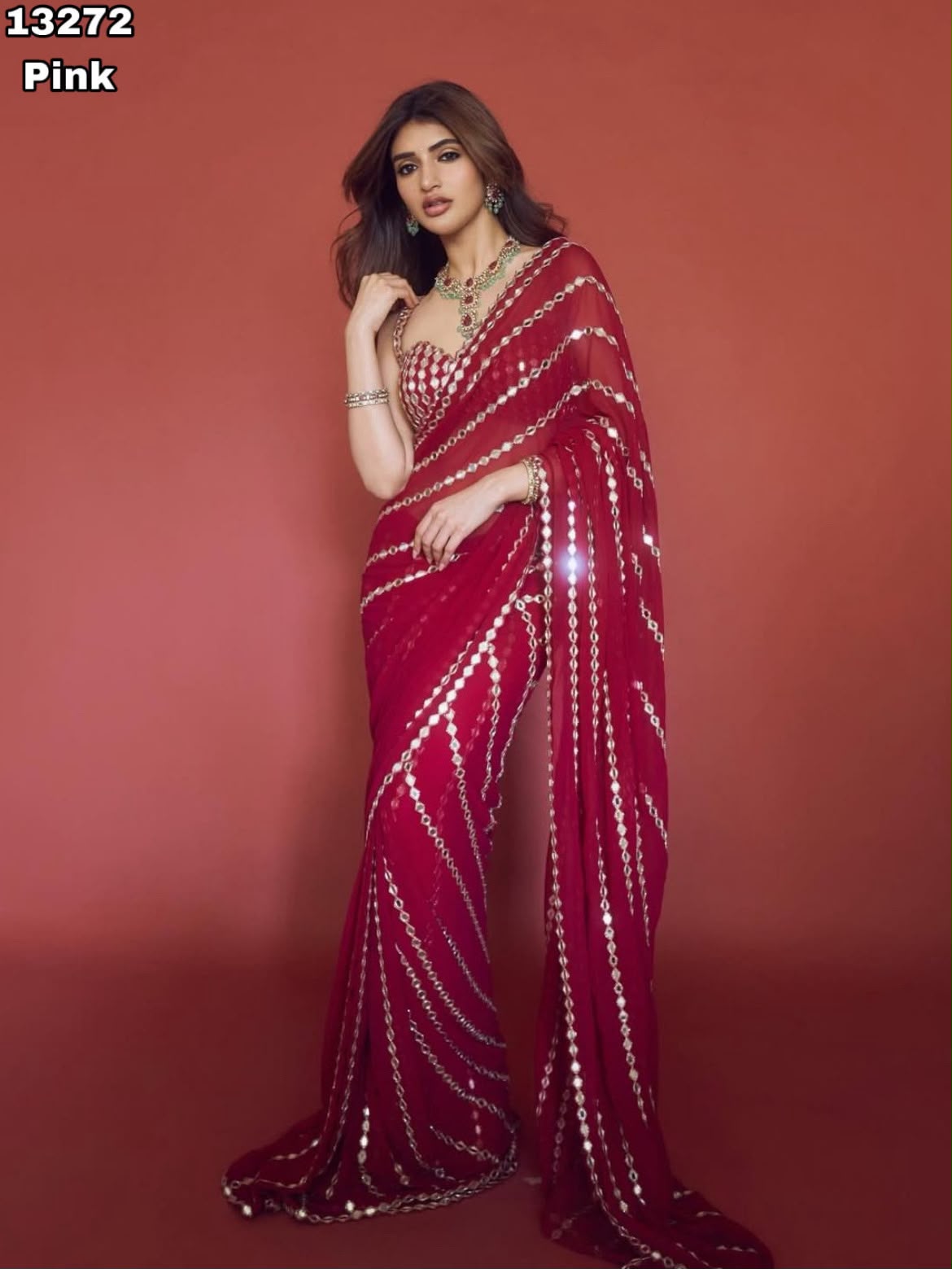 Bollywood Maroon Space Silk Saree