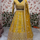 Yellow Premium Embroidered Lehenga