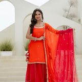 Orange Designer Top Lehenga