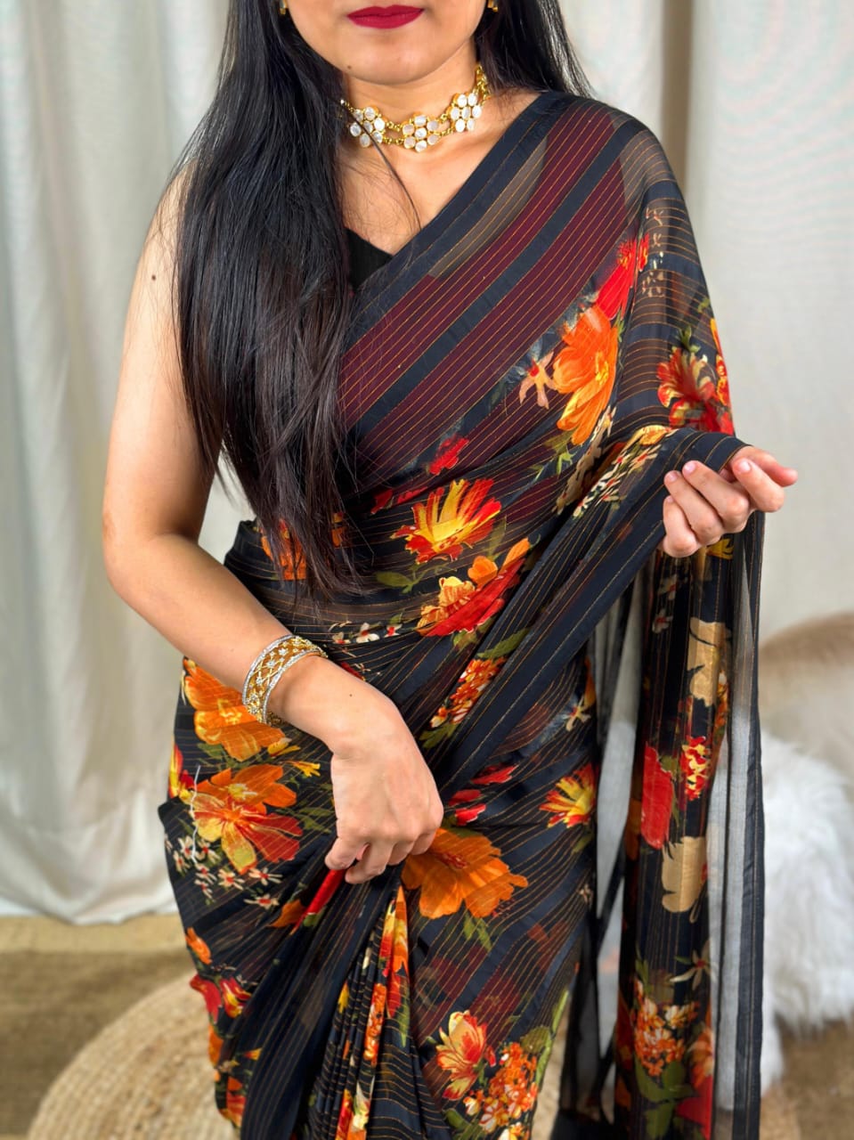 Perfect  Floral Print Saree