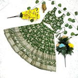 Graceful Green Silk Kids Lehenga