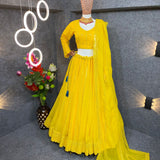 Attractive Yellow Embroidered Lehenga