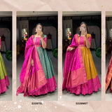 traditional function with this pleasing silk gown