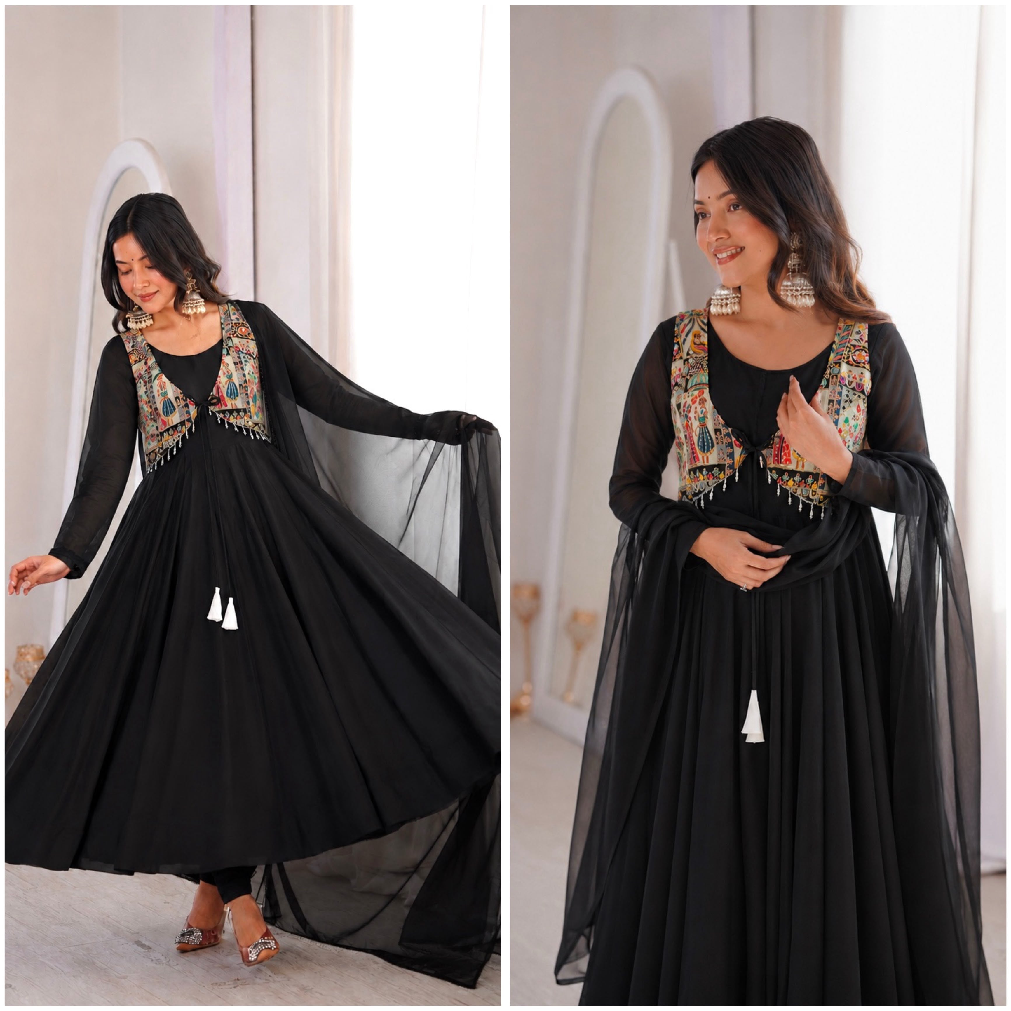 Black Designer Georgette Gown
