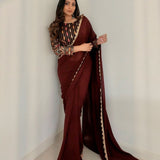 Maroon Beautyfull Lace Border Saree