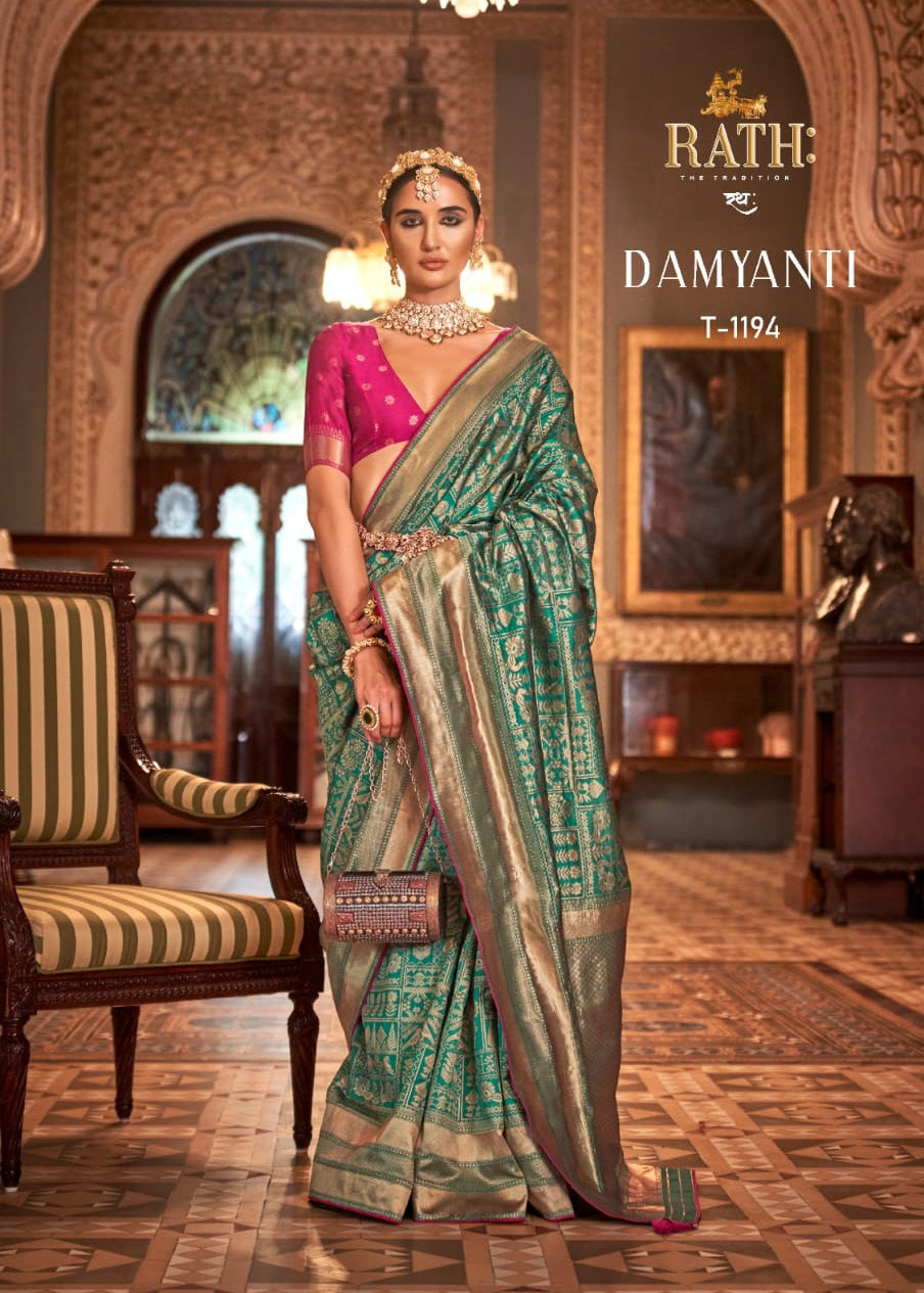 Aqua Finish Banarasi Silk Saree