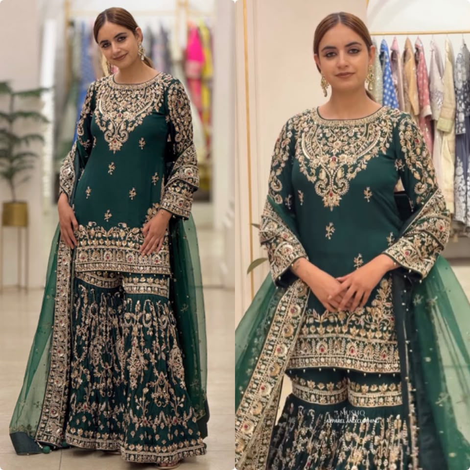Green Pakistani Embroidered Suit