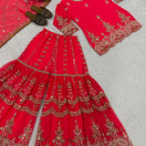 Pink Patiala Embroidered Top Sharara