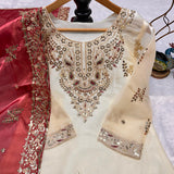 Creamy Partywear SIlk Suit