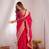 Light Pink Soft Lichi Silk Saree
