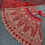 Attractive Party Wear ed Colour Embroidered Silk Lehenga choli