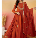 Orange Designer Georgette Gown