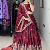 Dazzle Burgundy Embroidered Lehenga