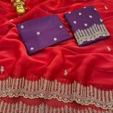 Exclusive Red Zimmy Choo Saree