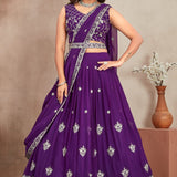 Purple Heavy Georgette Lehenga Choli