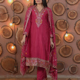Designer Embroidered Chinon Suit