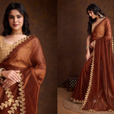 Crafted Cutwork Golden Sequance Saree