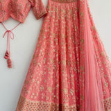 Gajri Pink  Party Wear Georgette Lehenga choli