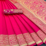 Light Pink Soft Lichi Silk Saree