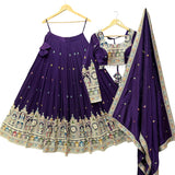 Purple Vichitra Silk Lehenga Choli