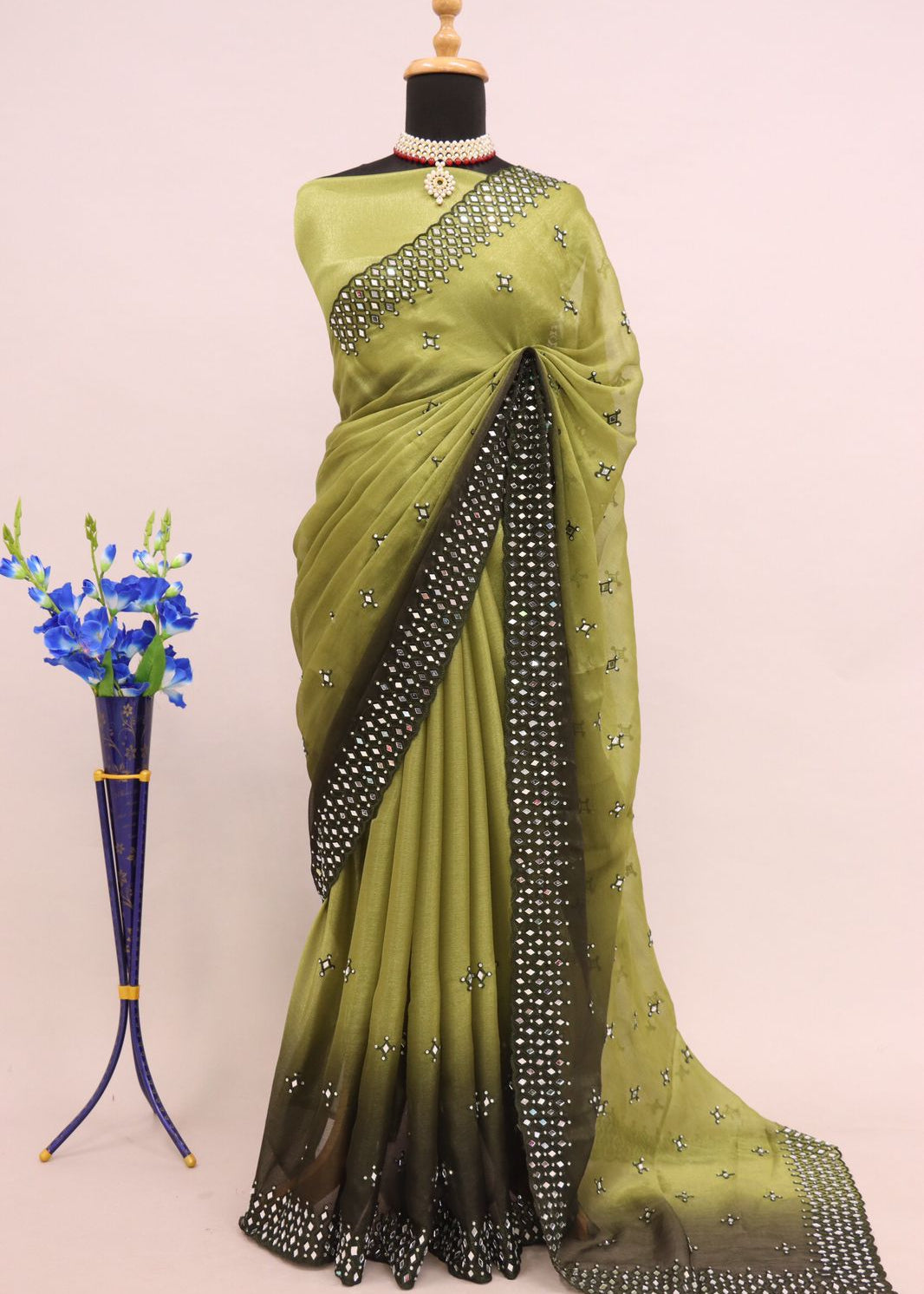 Premium  Mirror Work Saree