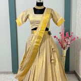 Traditional Gold Half Lehenga Saree