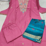 Ethnic Pink Viscose Straight Kurta