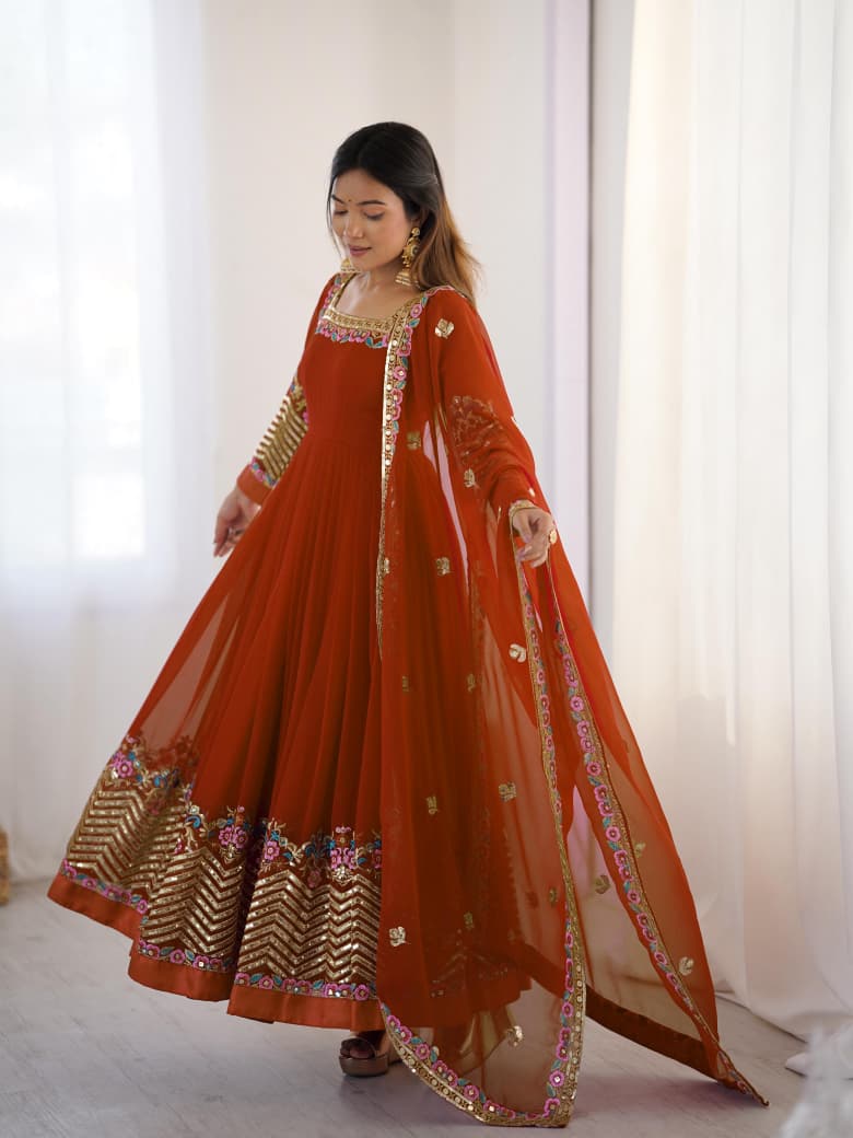 Elegant Embroidered Anarkali Suit