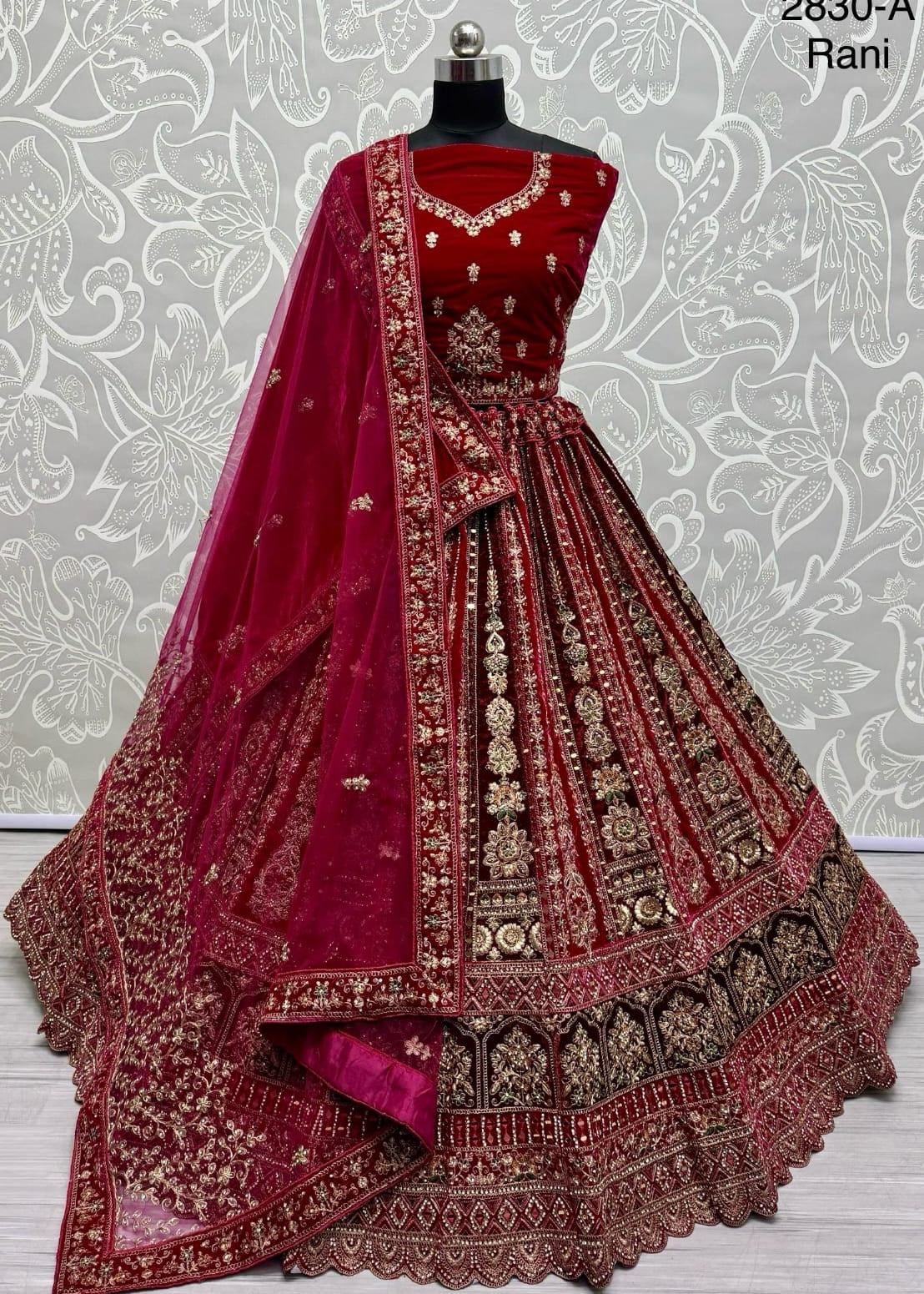 Designer Bridal Velvet Wedding Lehenga