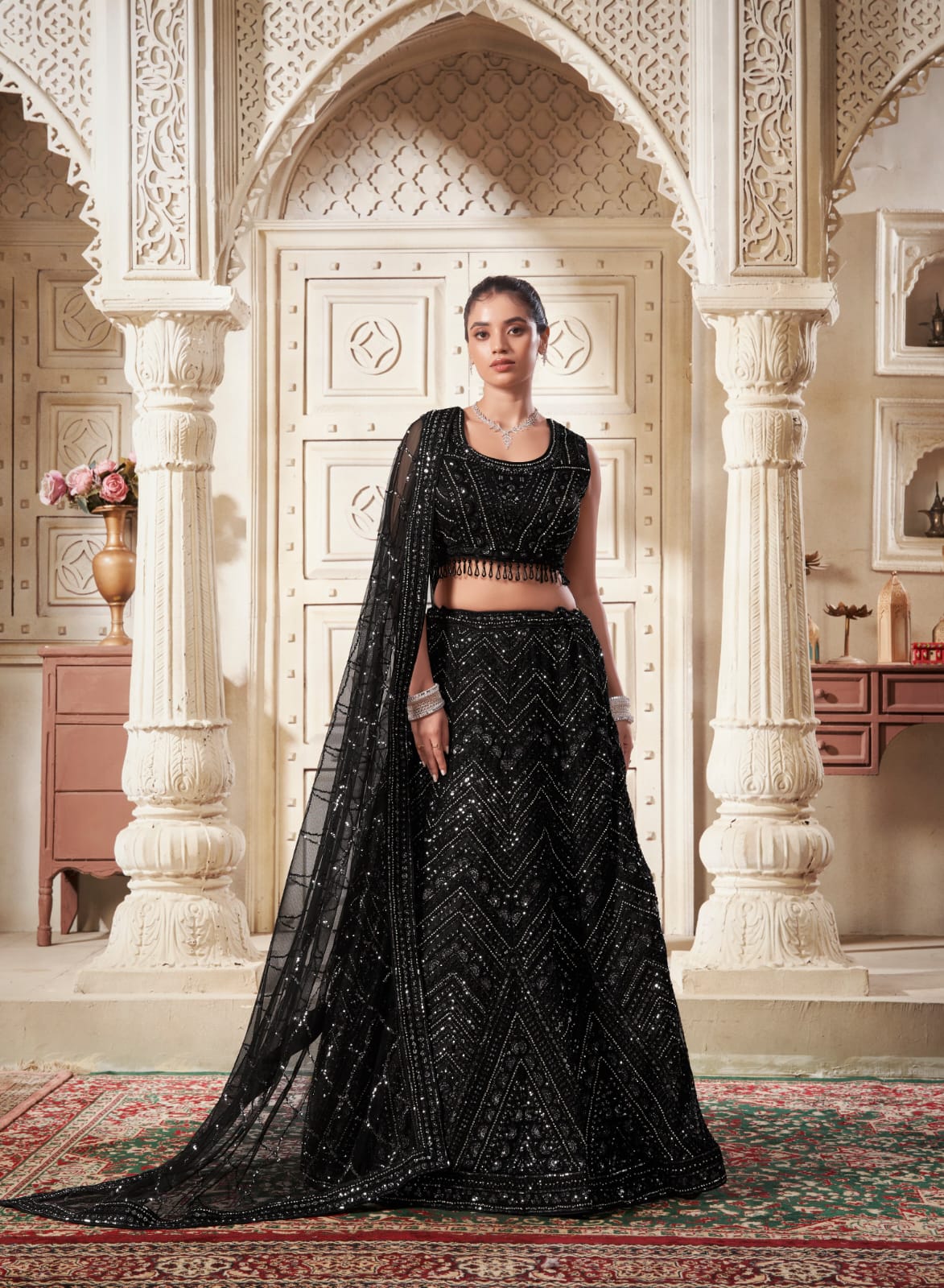 Black Sequnce Premium Bridal Lehenga