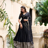 Crafted Pure Chanderi Plain Lehenga