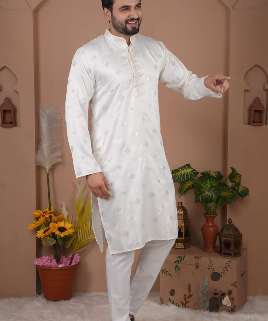 Festive Men's Embroidered Kurta