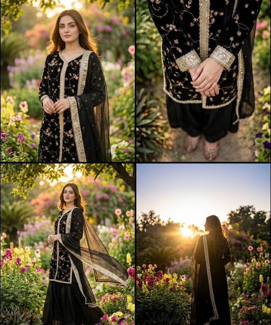 Premium Embroidered Top Plazzo