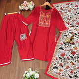 Beautiful embroidery work top with flowers  print Dupptta