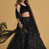 Black Wedding Sequance Lehenga