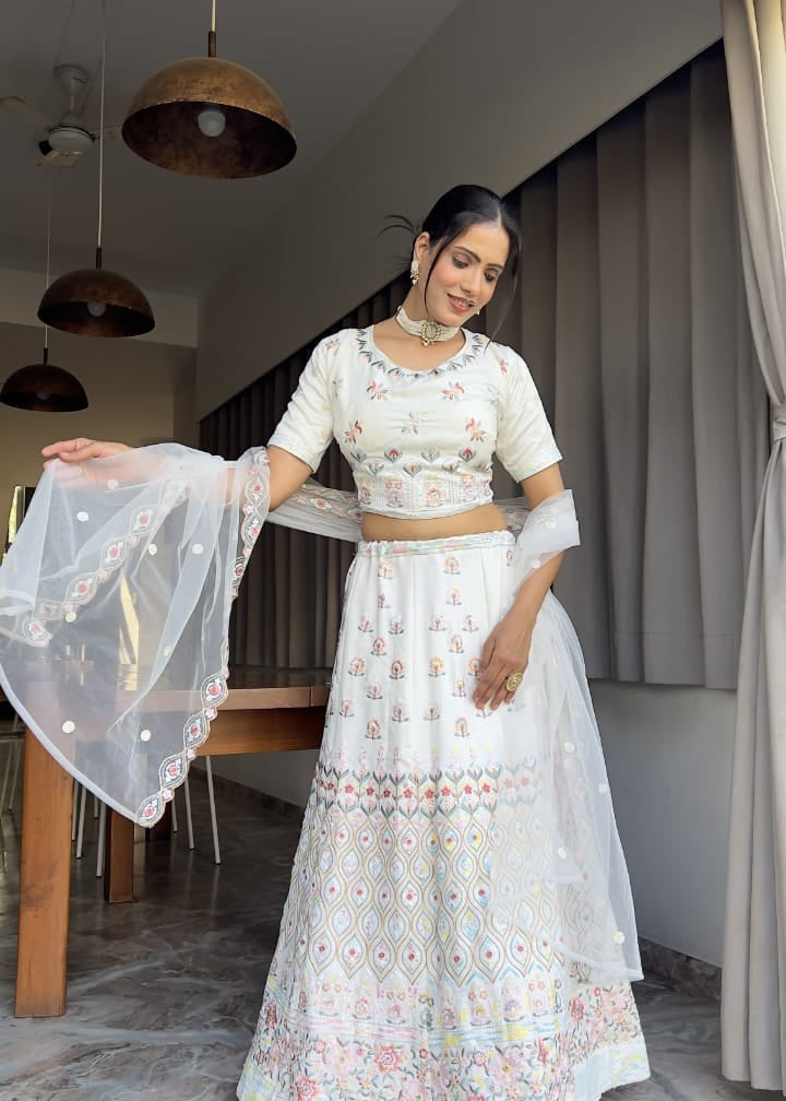 White Bridal Wedding Lehenga Choli