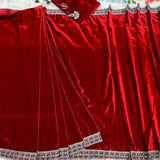 Winter  Red Velevt Saree