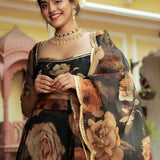 Black Floral Printed Lehenga Choli