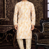 Men's Lucknowi work with Digital print kurta pajama