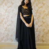 Fancy Black Georgette Indo Lehenga