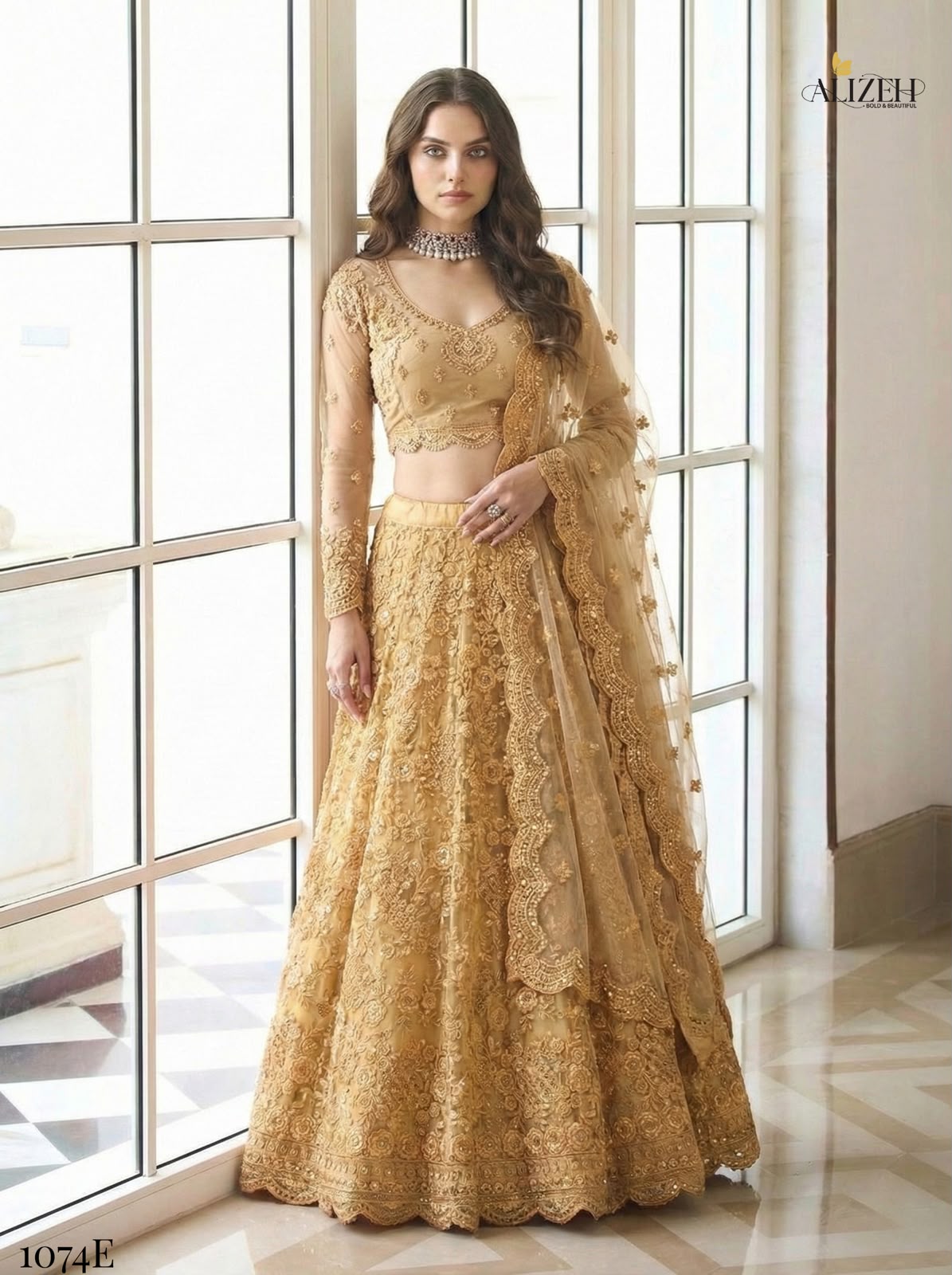 Alizeh Golden Wedding Embroidered Lehenga