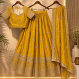 Yellowish Wedding Beadswork Lehenga