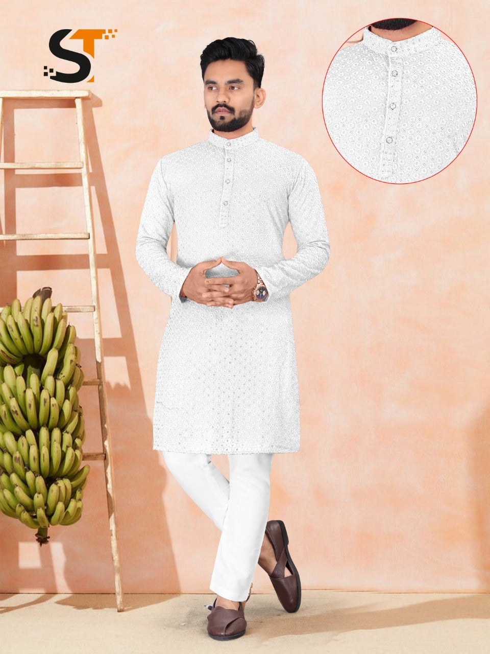 Men's Traditional chikan work kurta