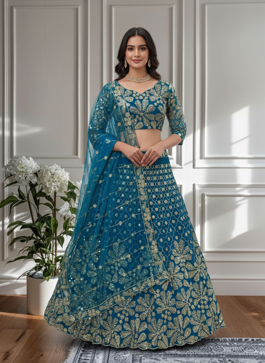 Crafted Butterfly Net Lehenga Choli
