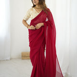 Sparkle Maroon Silk Ready To Wear Saree