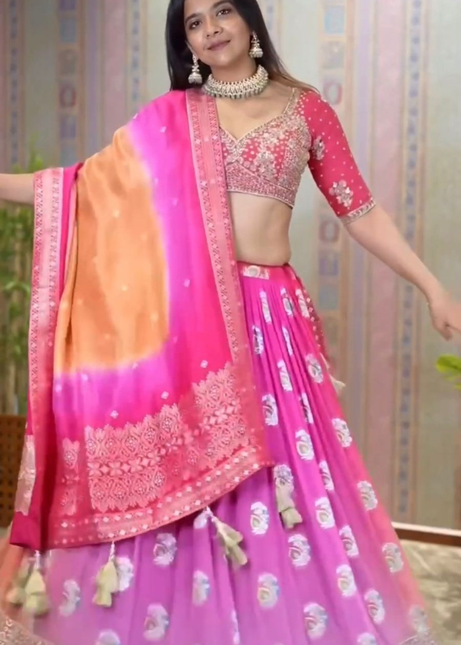 Wedding Colorfull Chinon Lehenga