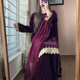 VELVET DESIGNER WEAR KURTA PLAZZO